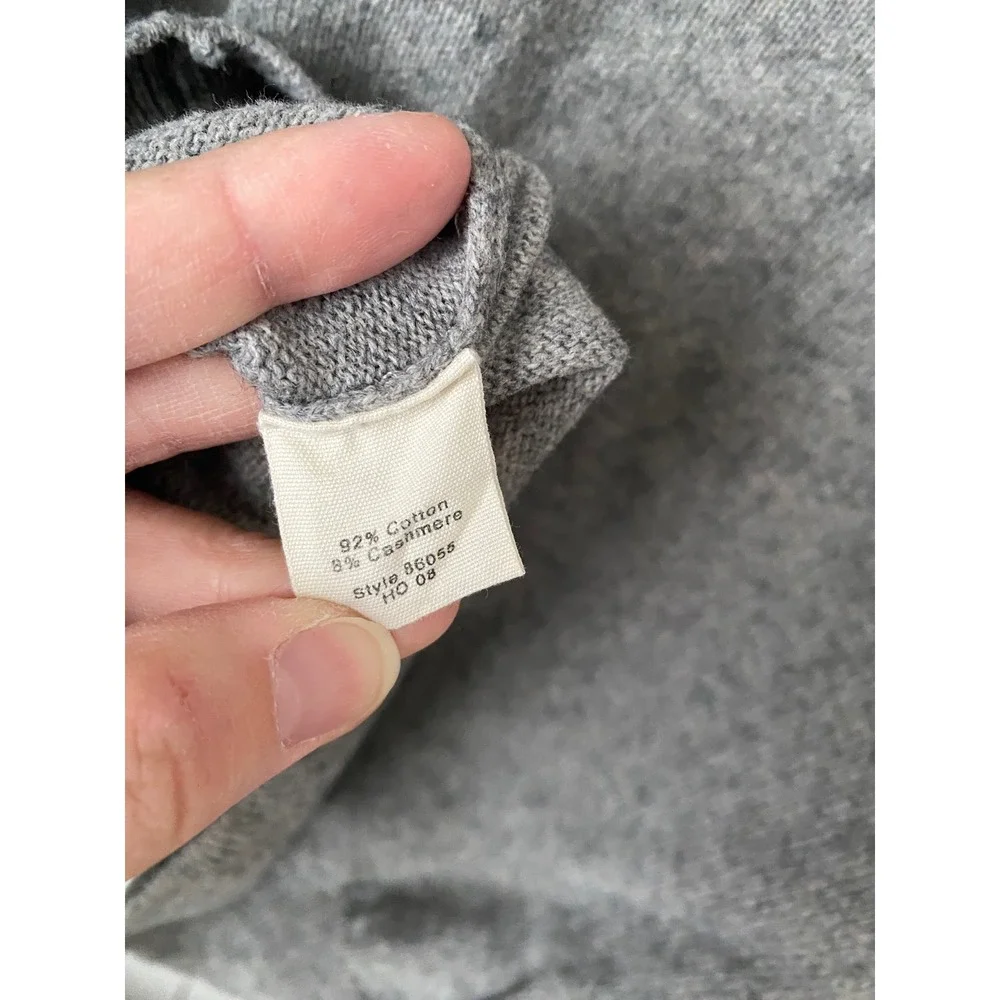 J Crew Men's Grey V Neck Long Sleeve Sweater Size L Cotton‎ Cashmere Blend